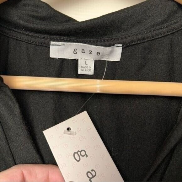 Gaze Black One Piece Collared Deep V-Neck Sleeveless Casual Bodysuit Size Large - Picture 8 of 8